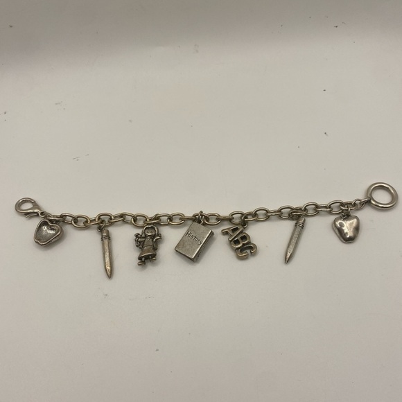Silver Charm Bracelet with ABC and History Charms - Picture 5 of 5
